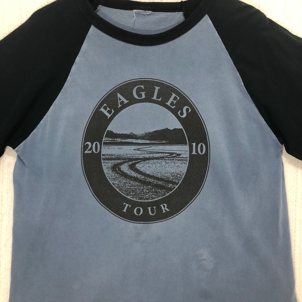 Eagles 2010 Tour Concert T-Shirt Raglan 3/4 Sleeve Blue Black Rock Band Graphic